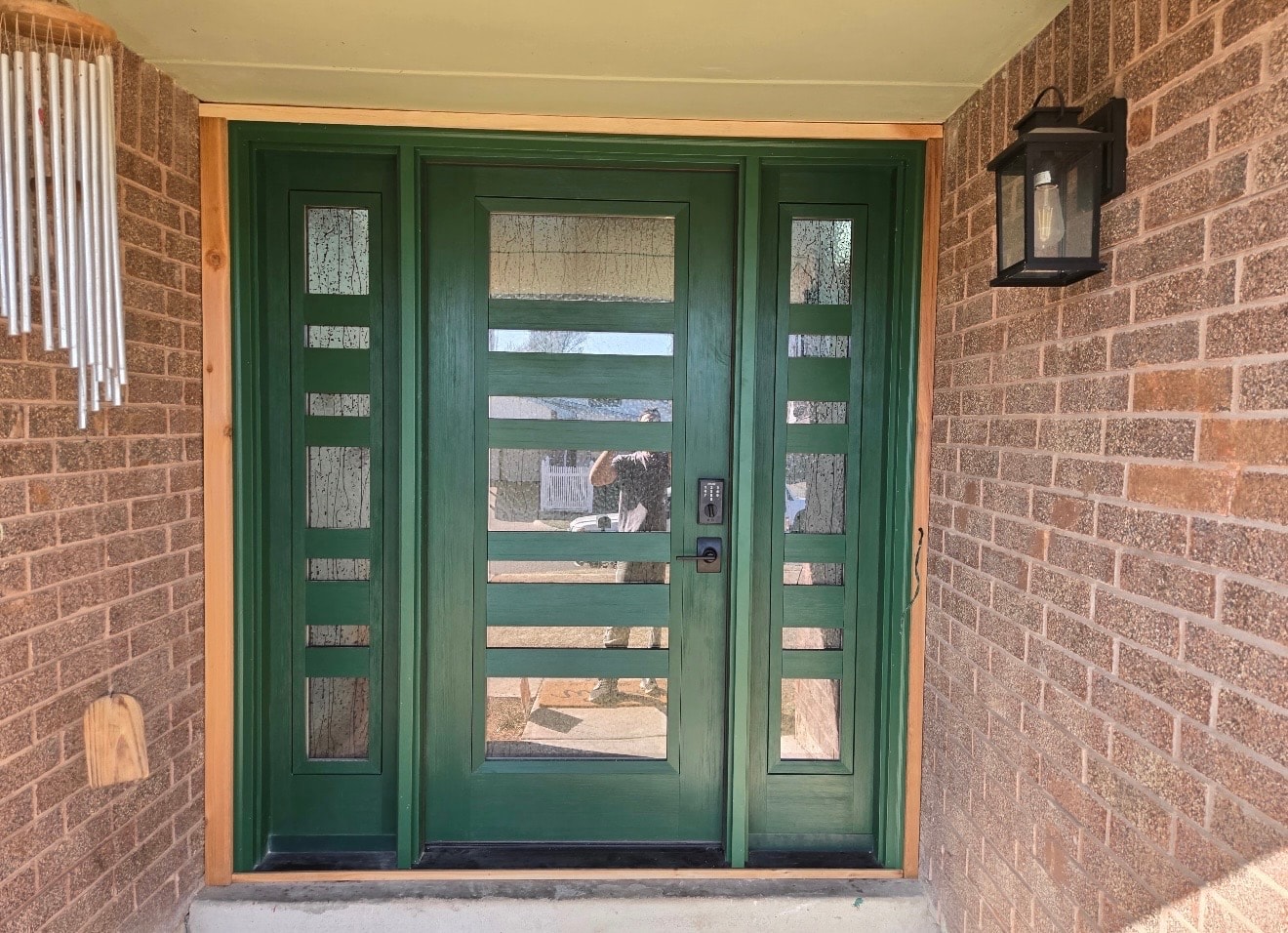 Green Entry Door with Sidelights